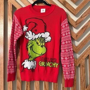 Ugly Christmas Grinch Sweater S Red Feeling Grinchy Fair Isle Dr Seuss
